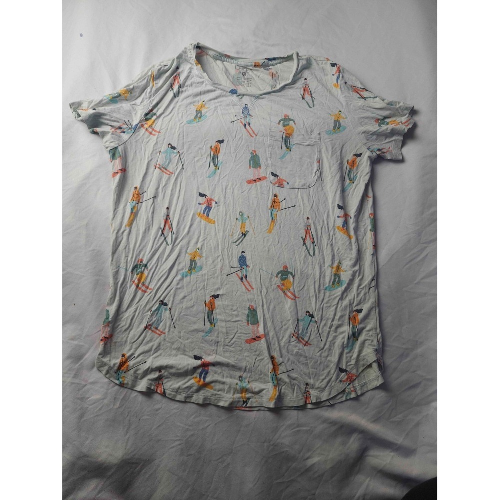 Lates Ski Snowboard T-Shirt Womens L Graphic Scandi Apres Ski Winter Sports‎